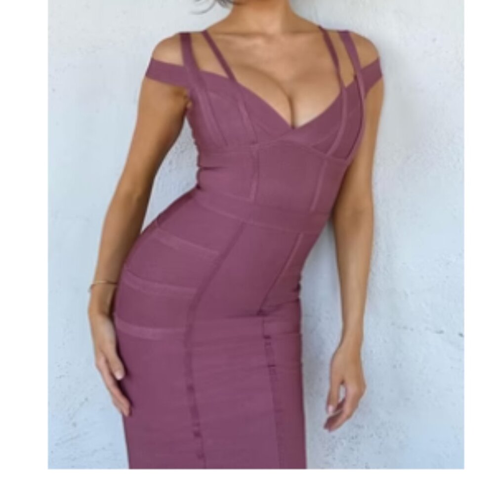Fashion Nova Lansa Bandage Dress - Dark Mauve  Size: L